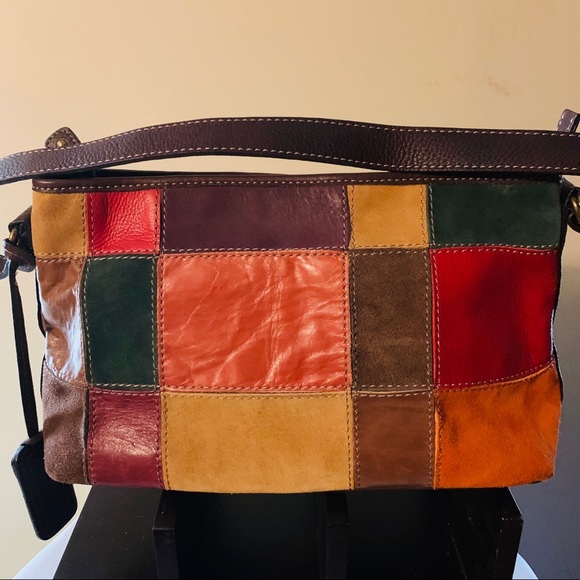 Fossil Handbags - Fossil  multicolored patchwork shoulder bag w key